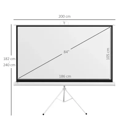 Projektorduk med Stativ HD 4K 16:9 186 x 105 cm, Vit