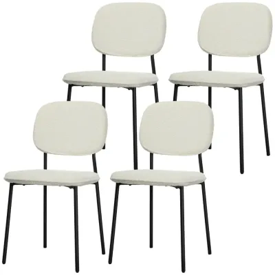 Set 4 Matstolar med Mjuk Tygklädsel Stålben och Armlös