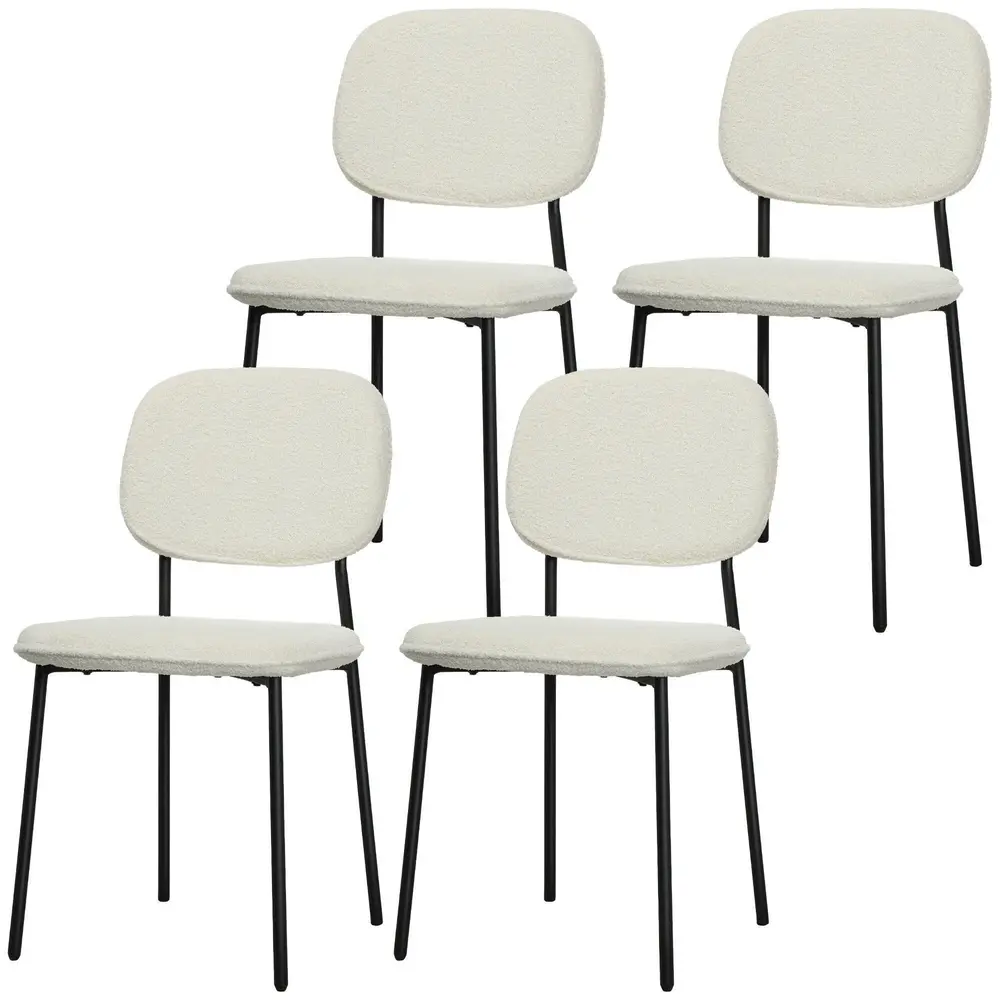 Set 4 Matstolar med Mjuk Tygklädsel Stålben och Armlös