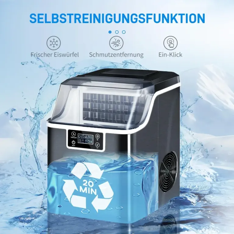 Iskubsmaskin 20 kg/24h med 3,2 l Vattentank Svart 2,3 l