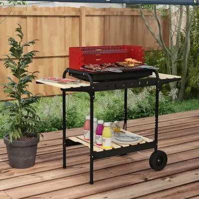 Kolgrill Bbq Rökare med Hjul Svart 103 x 47 x 95 cm