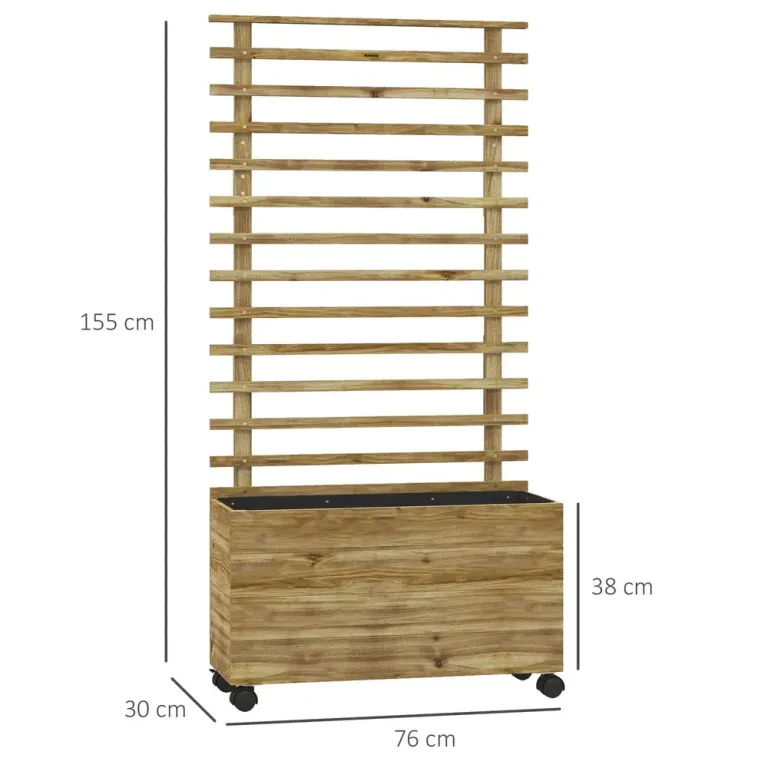 Planteringslåda med Spaljé och Hjul 76 x 30 x 155 cm