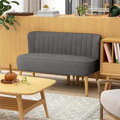 Soffa Loveseat 2-Sits Mörkgrå av Tyg 117 x 56,5 x 77 cm