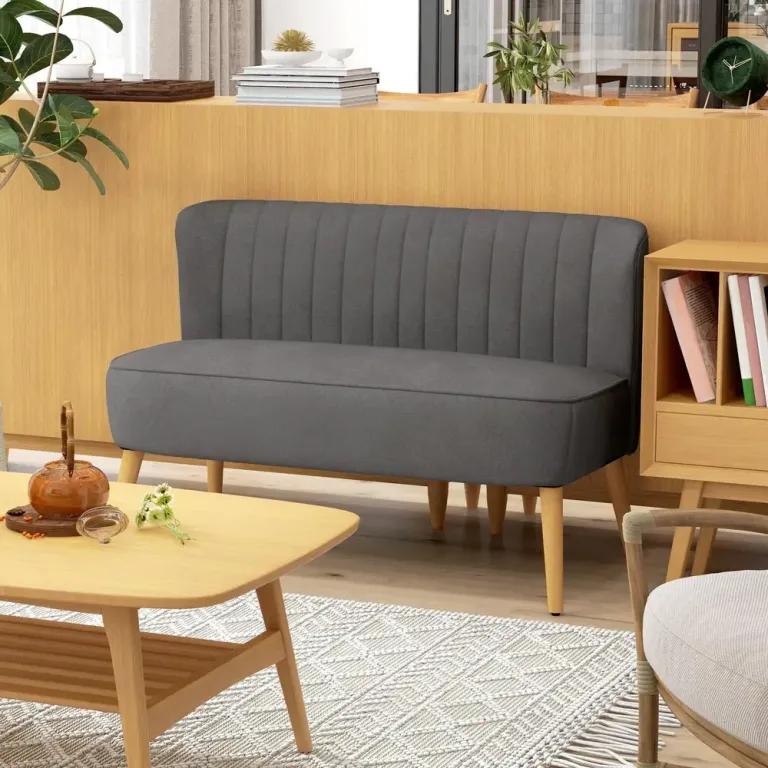 Soffa Loveseat 2-Sits Mörkgrå av Tyg 117 x 56,5 x 77 cm