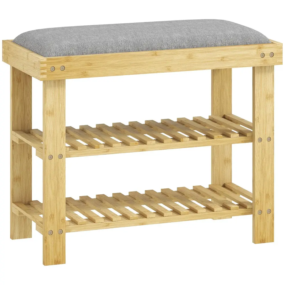 Sittbänk med Skoförvaring 2 Öppna Fack 60 x 29 x 49 Cm