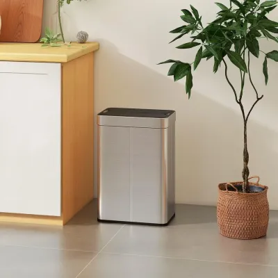 Soptunna med Sensor Silver Rostfritt Stål Automatisk