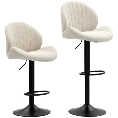 Set 2 Barstolar med Tygöverdrag Sitshöjd och Stålram, Beige