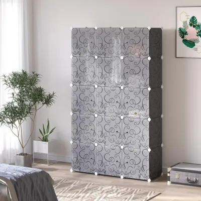 Garderob Hyllsystem Modulhylla 11 111 x 47 x 183 cm, Svart