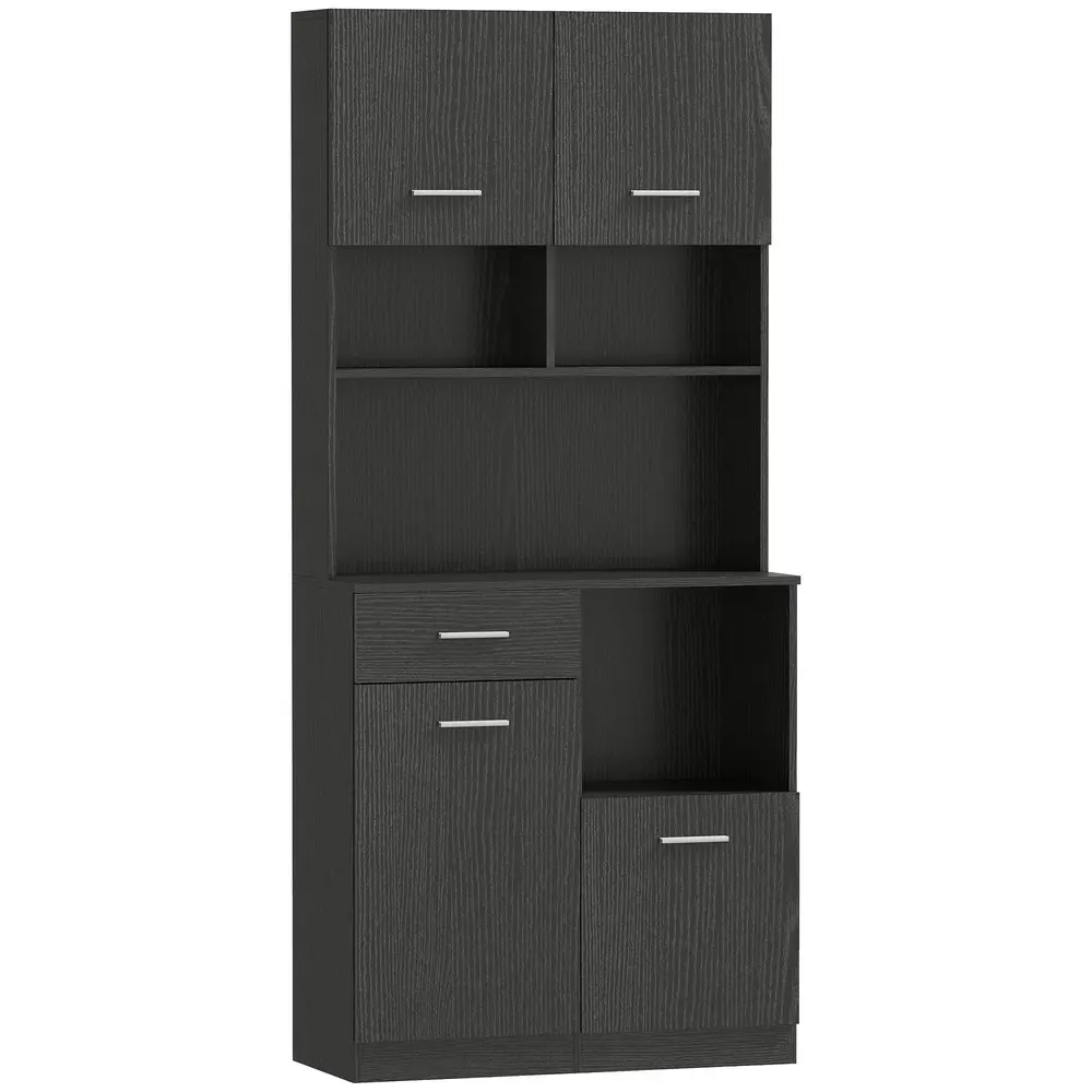 Köksskåp Högt Svart MDF och Spånskiva 80x35x180 Cm