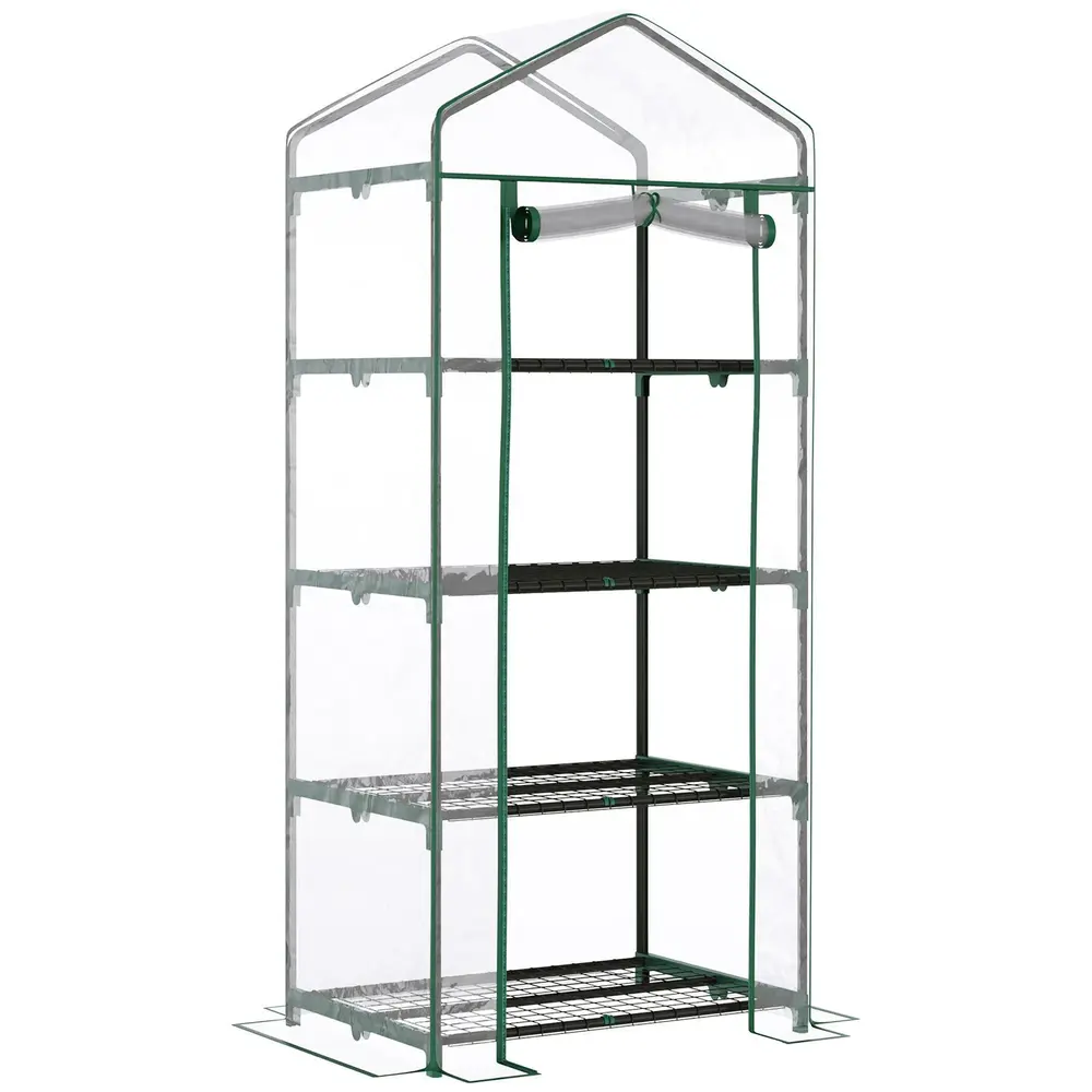 Litet Folieväxthus med Hyllor Kompakt 70 x 50 x 160 Cm