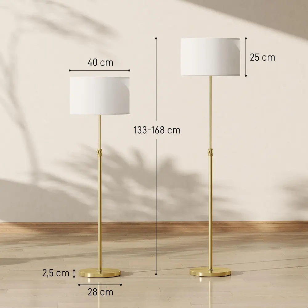 Golvlampa med Fjärrkontroll Höjdjusterbar Tygskärm