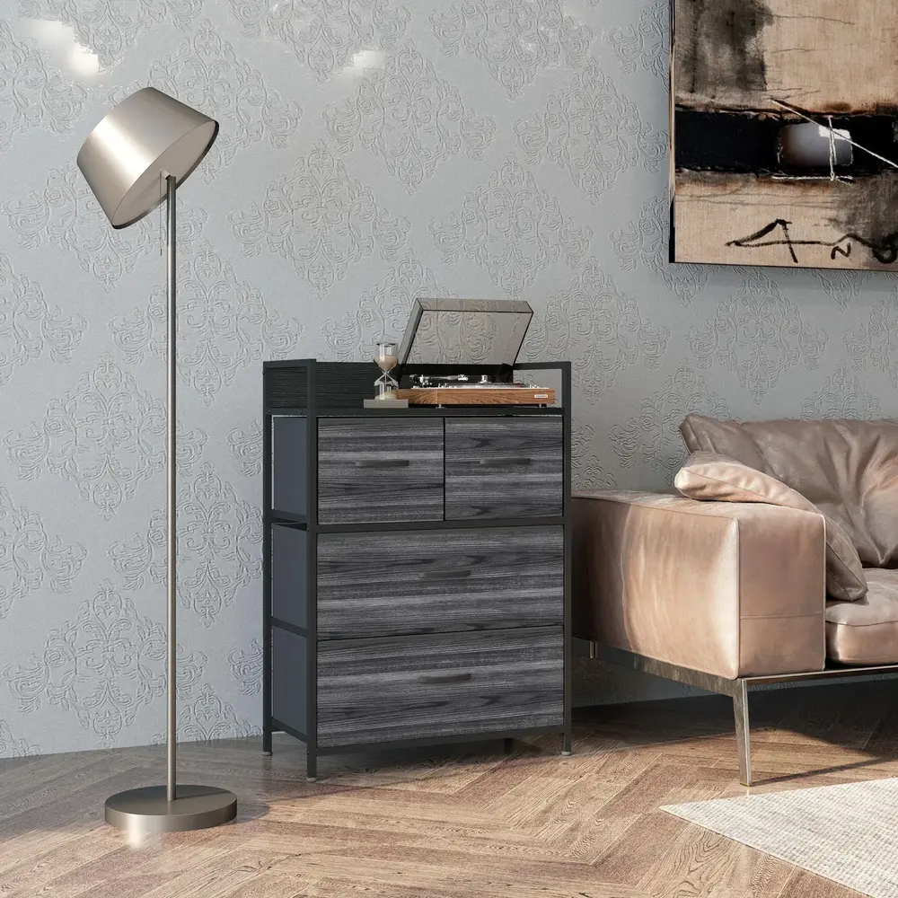 Kommod och Sideboard 4 Tyglådor i 60 x 29 x 85 Cm