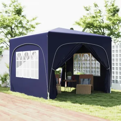 Trädgårdspaviljong Pop-up Partytält Mörkblå 3 x 3 m