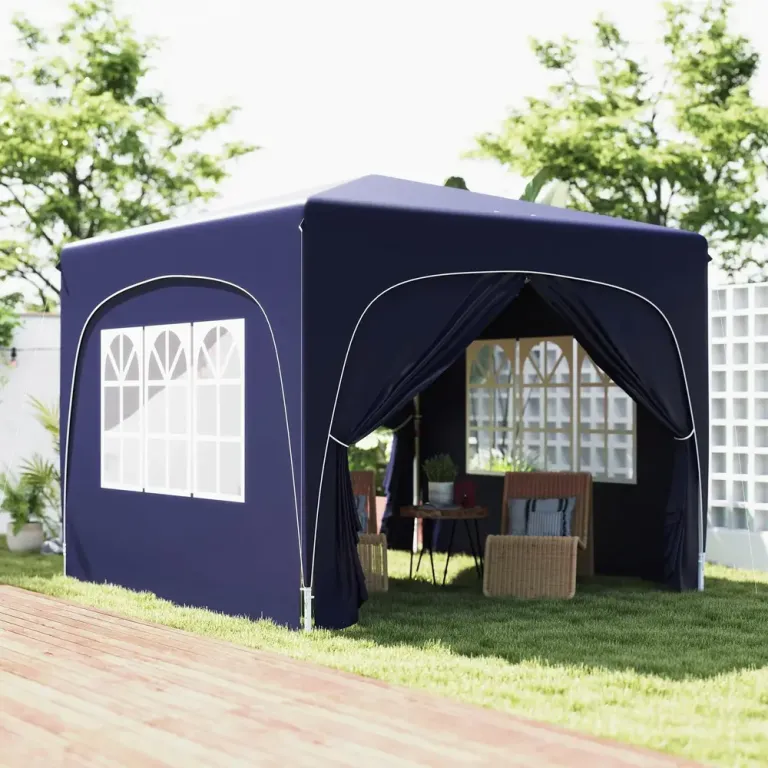 Trädgårdspaviljong Pop-up Partytält Mörkblå 3 x 3 m