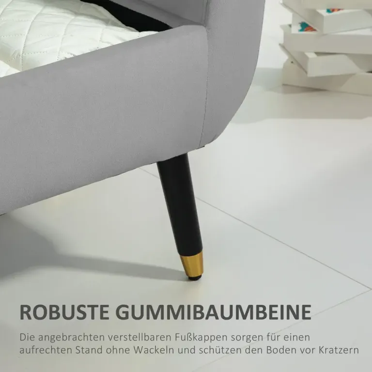Sittbänk med Förvaring & Armstöd Ljusgrå 107 x 42 x 65 cm
