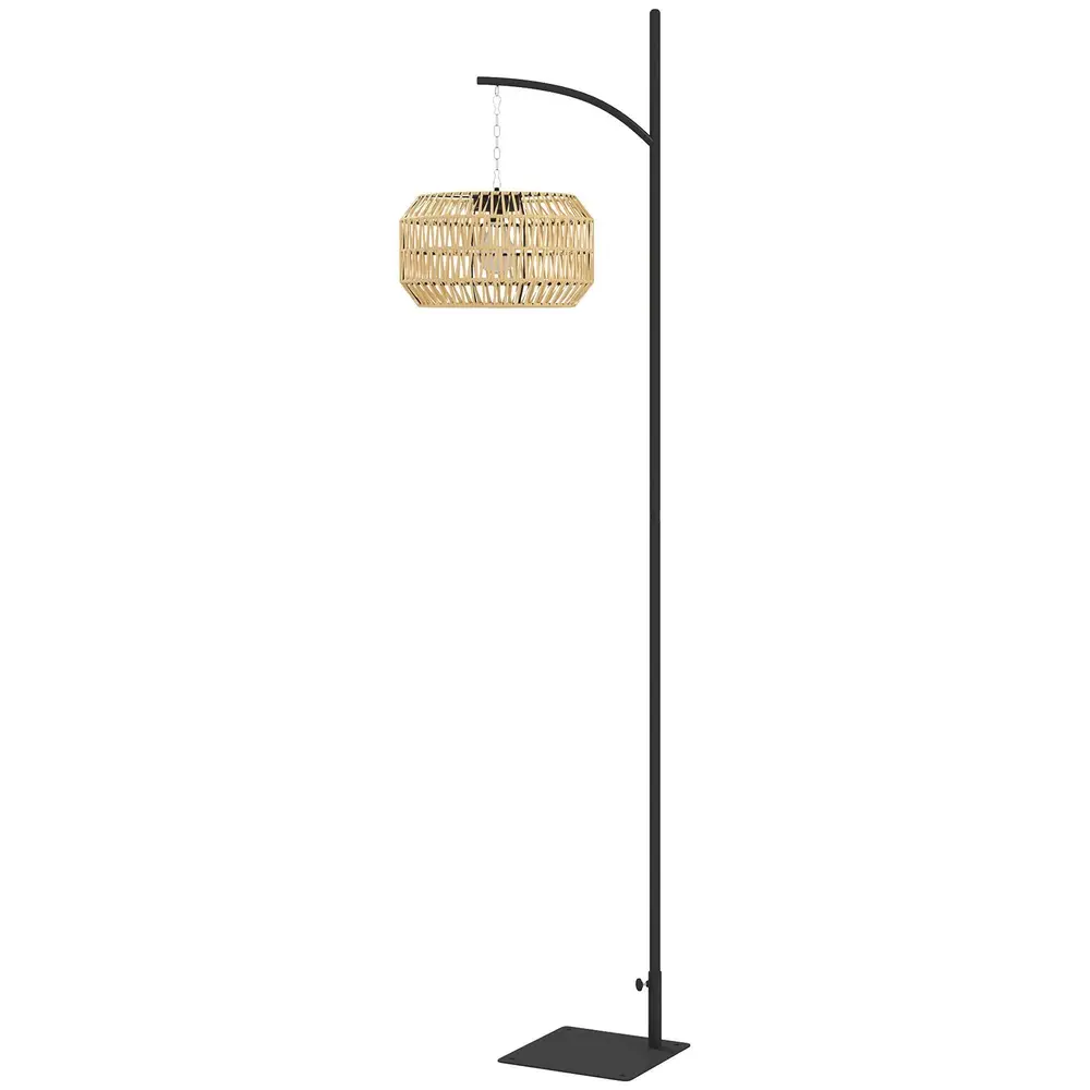 Solar Golvlampa Rottinglampa med Ljussensor Natur
