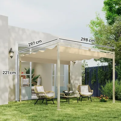 Pergola med Utdragbart Tak och UPF30+ Skydd 3 x 3 m
