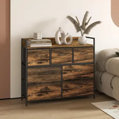 Byrå i Industriell Design med 7 Tyglådor, Brun