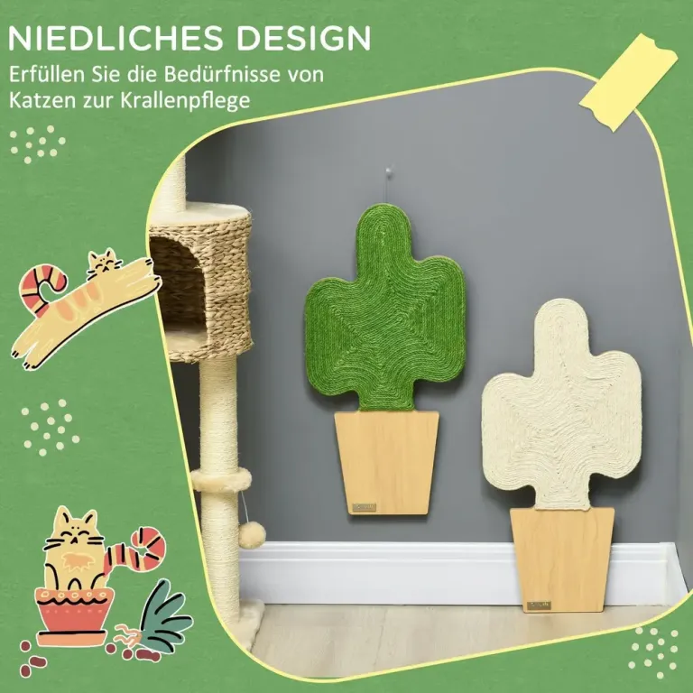 Väggmonterade Klöspelare 2-Pack, Kaktusdesign