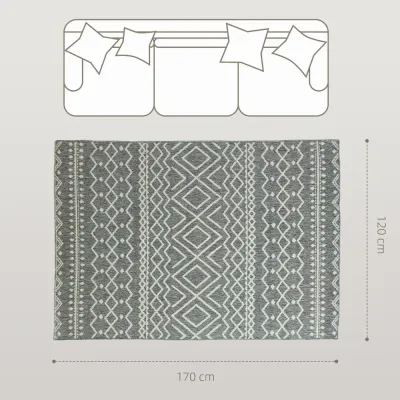 Indoor/Outdoor Matta med Boho Design Easy Clean Grå
