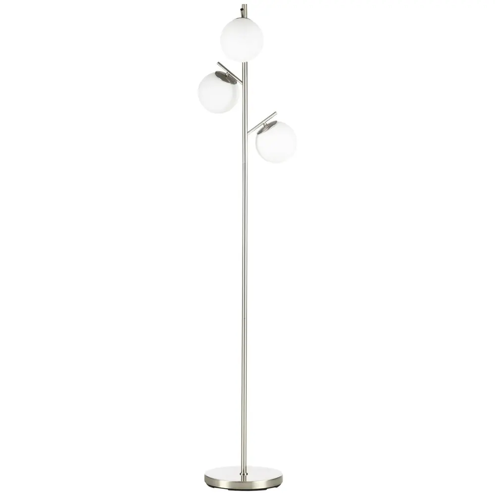 Golvlampa Stålampe Silver Vit av Glas och Metall 169 Cm