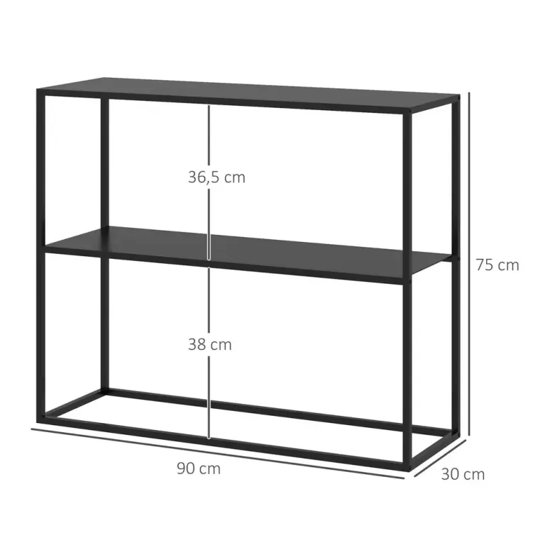 Konsolbord Hallbord Svart av Stål 2 90 x 30 x 75 cm