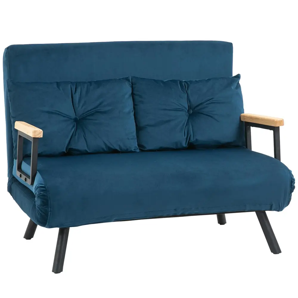 Bäddsoffa Vilstol Blå av Sammet och Trä 102 x 73 x 81 Cm