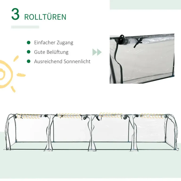 Tunnelväxthus Växthus Transparent av Stål 395 x 100 x 80 cm