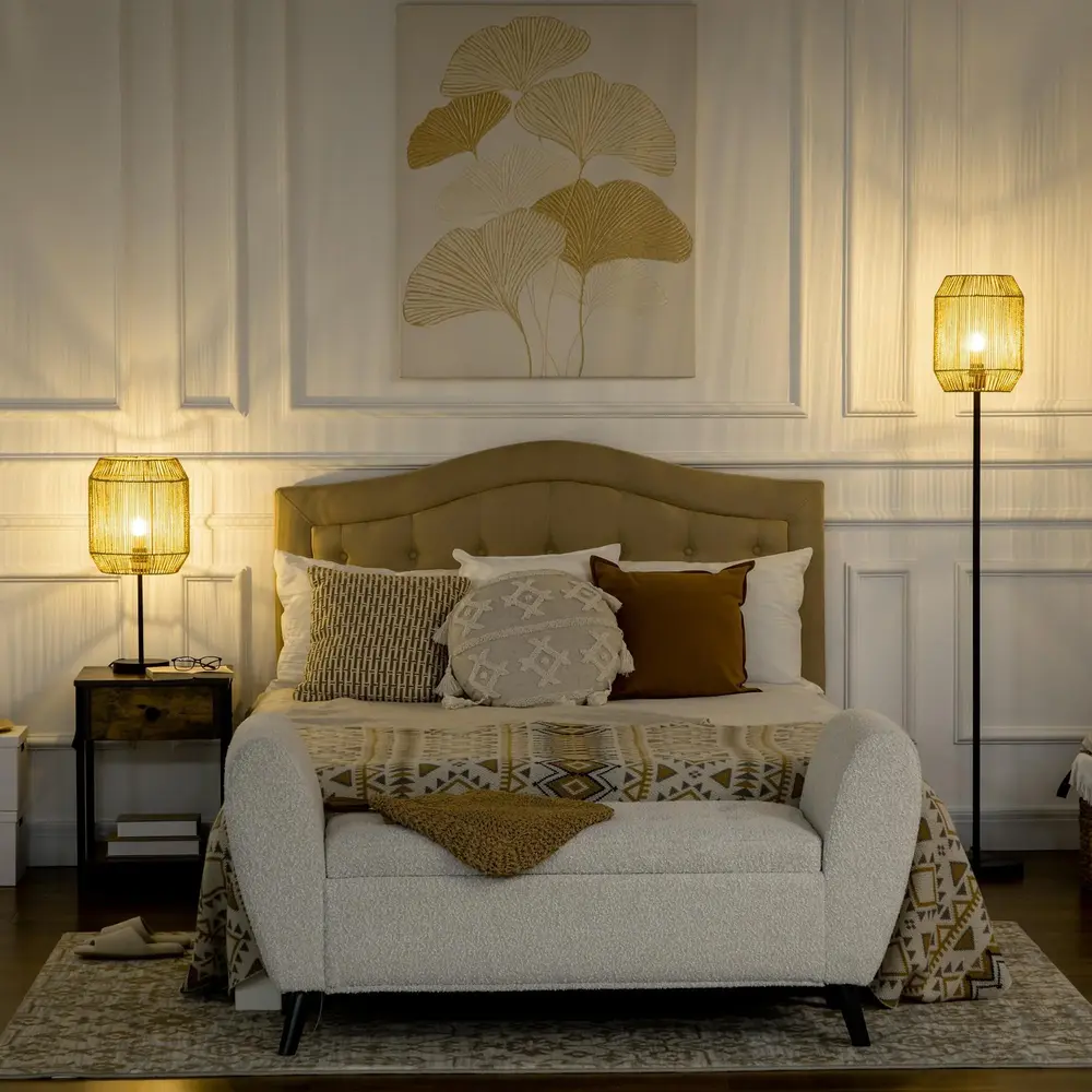 Lampor i Set om 2 Matchande Golv- och Bordslampa Elegant