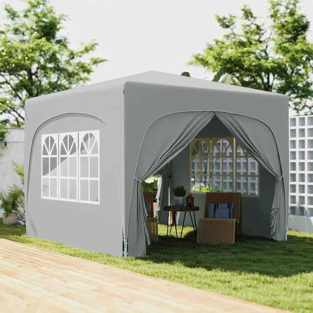 Lusthus Paviljong Pop-Up Partytält Ljusgrå 3 x 3 M