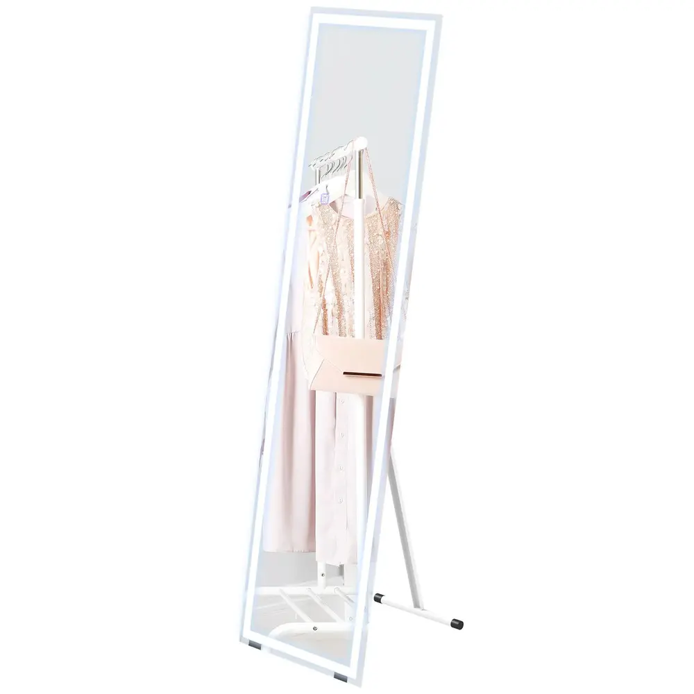 Helfigursspegel Väggspegel Vit av Glas 40 x 150 Cm