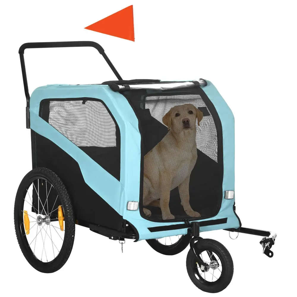 Cykelvagn för Hund 2-i-1, Max 30 kg, Ljusblå