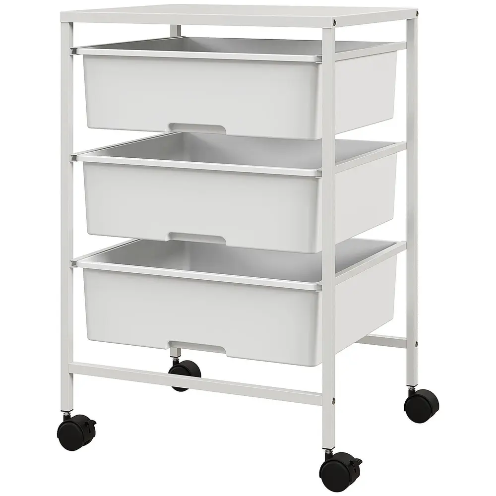 Rullvagn Serveringsvagn Vit av Plast 40,8 x 33,5 x 60,5 Cm