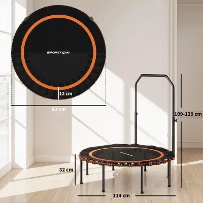 Fitnesstrampolin med Handtag Hållbar och Orange Stål