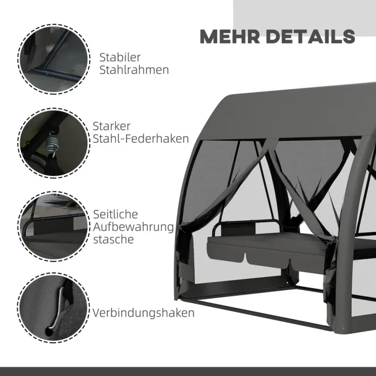 Hammock för 3 Personer med Bäddfunktion och Myggnät