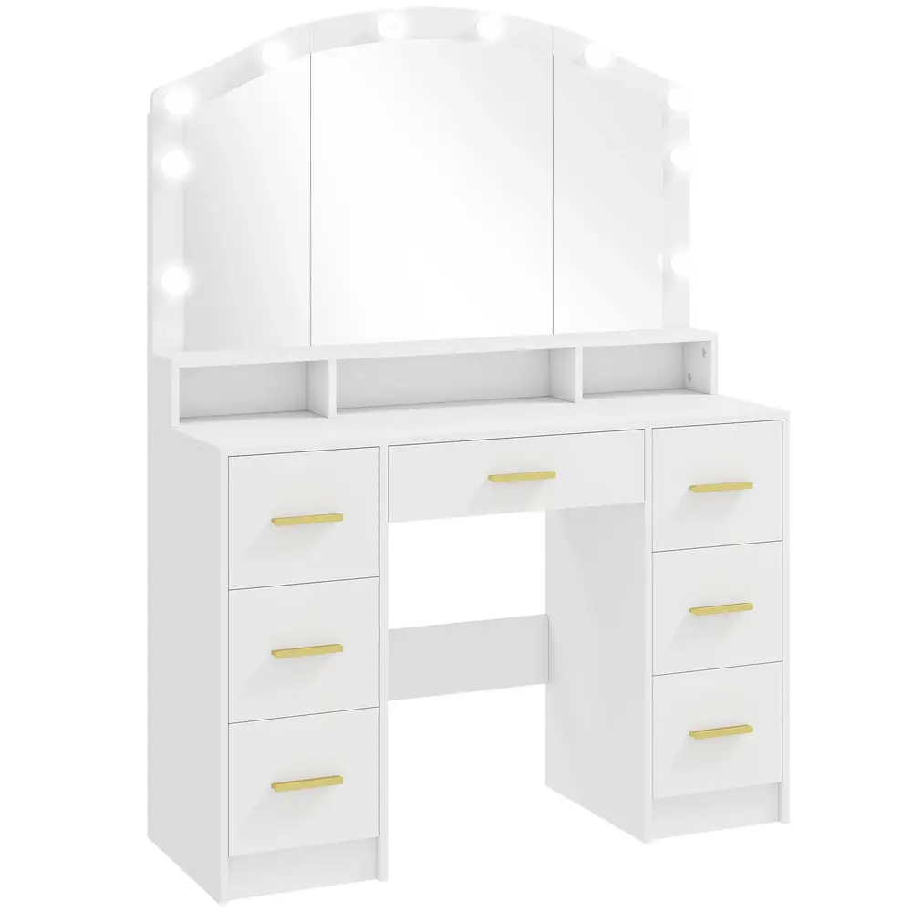 Sminkbord Hollywood med Belysning Vit MDF Sminkset 10