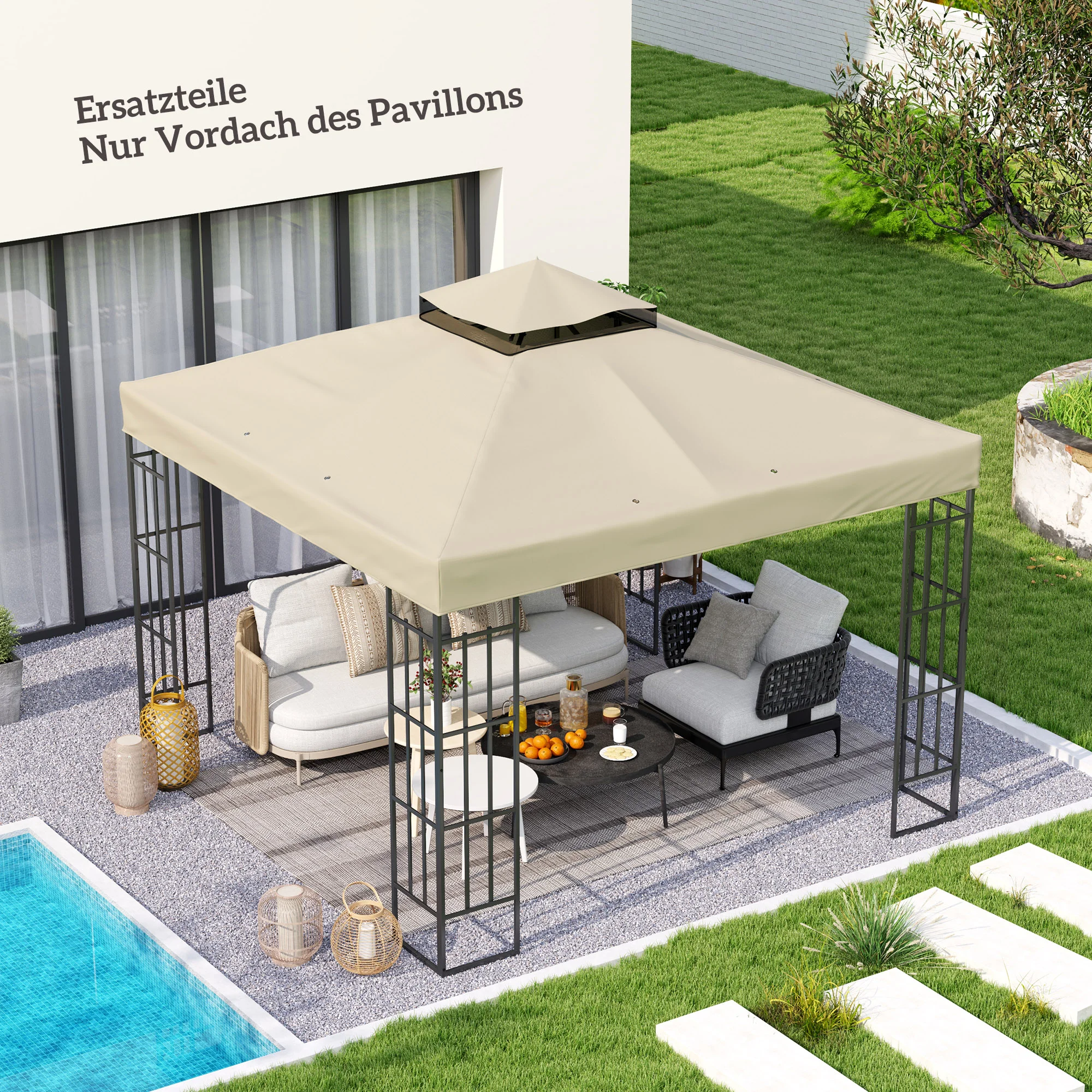 Ersättningstak Paviljongtak Vattenavvisande 3 x 3 M
