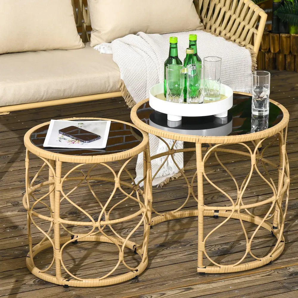 Sidobord Soffbord Khaki av Rotting och Glas Set 2
