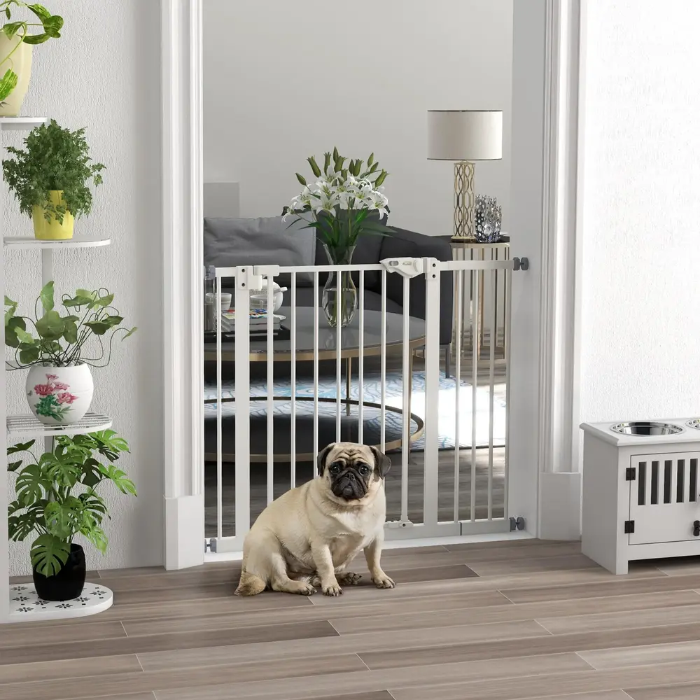 Hundgrind/Husdjursgrind Metall och Plast Vit 87–94 Cm