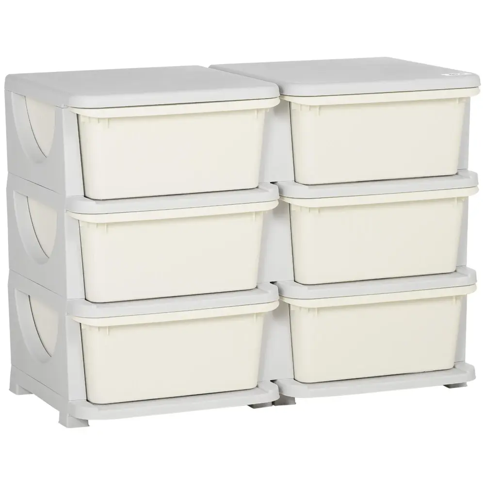 Leksaksförvaring med 3 Lådor, Cremevit