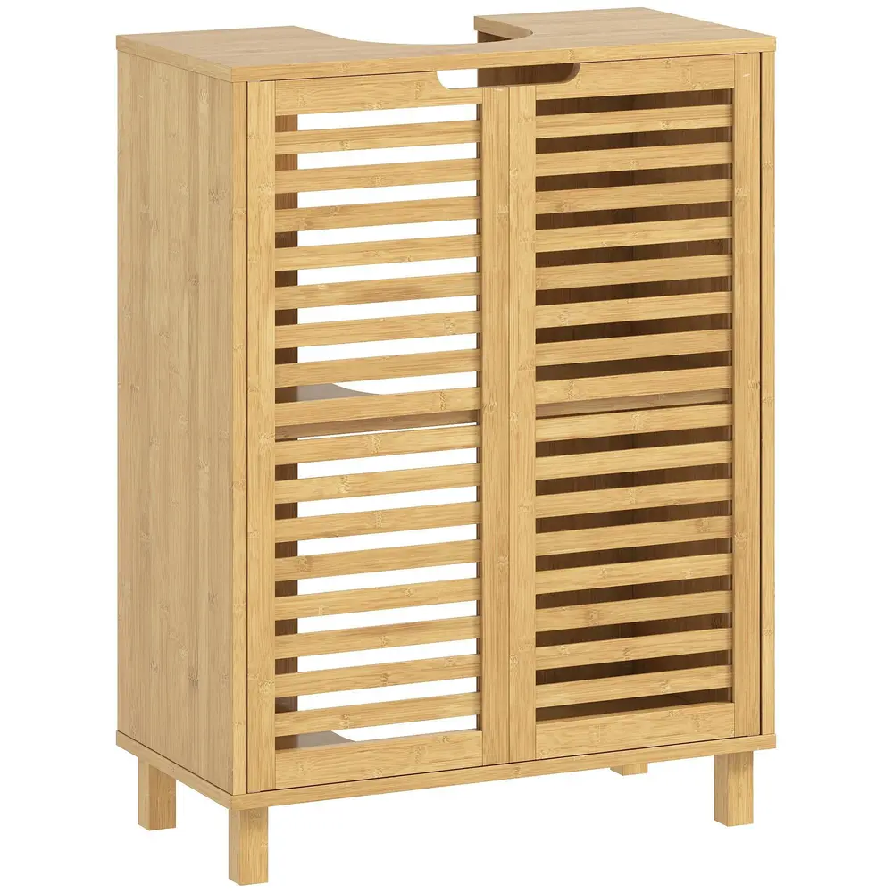 Tvättställsskåp Underskåp Naturfärgad Bambu Förvaring 60 Cm