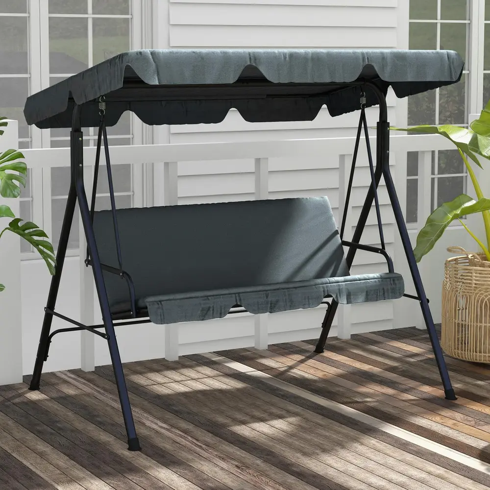 Hammock Trädgårdsgunga 3-Sits Grå av Tyg 172 x 110 x 153 Cm