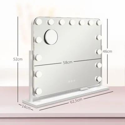 LED-Sminkspegel 3 Ljuslägen Dimbar 62,5 x 49,5 cm, Vit