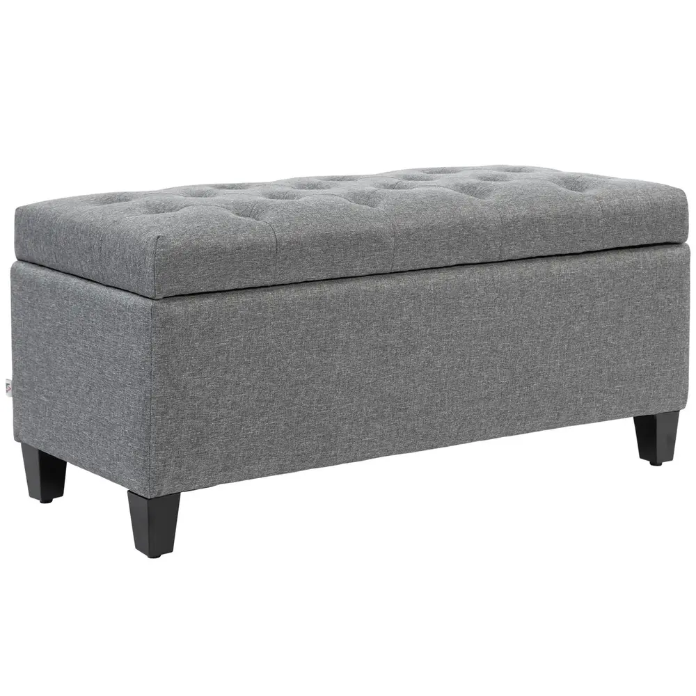 Bänk Förvaringsbänk Ljusgrå av Polyester 100 x 40 x 44 Cm