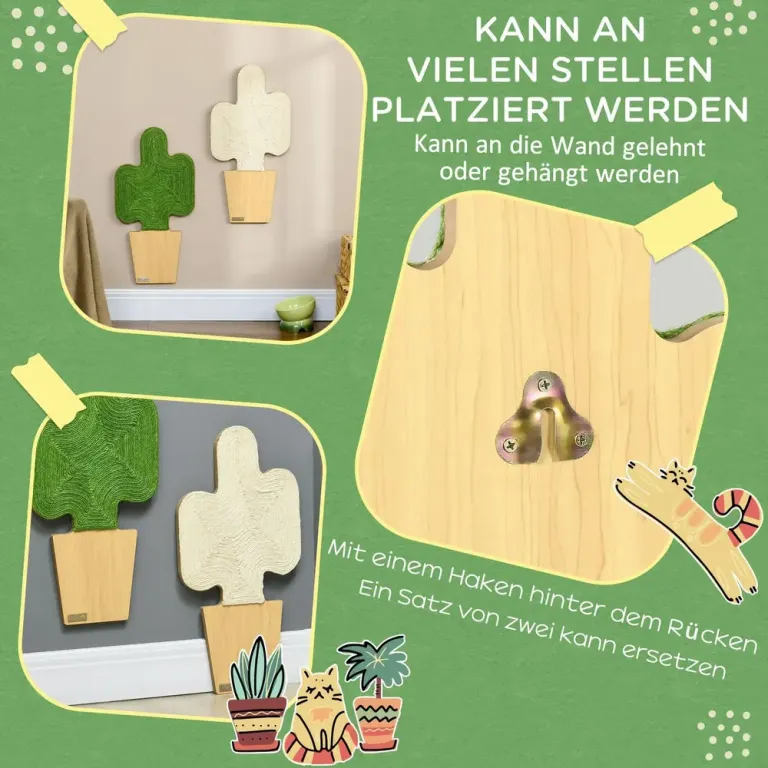Väggmonterade Klöspelare 2-Pack, Kaktusdesign