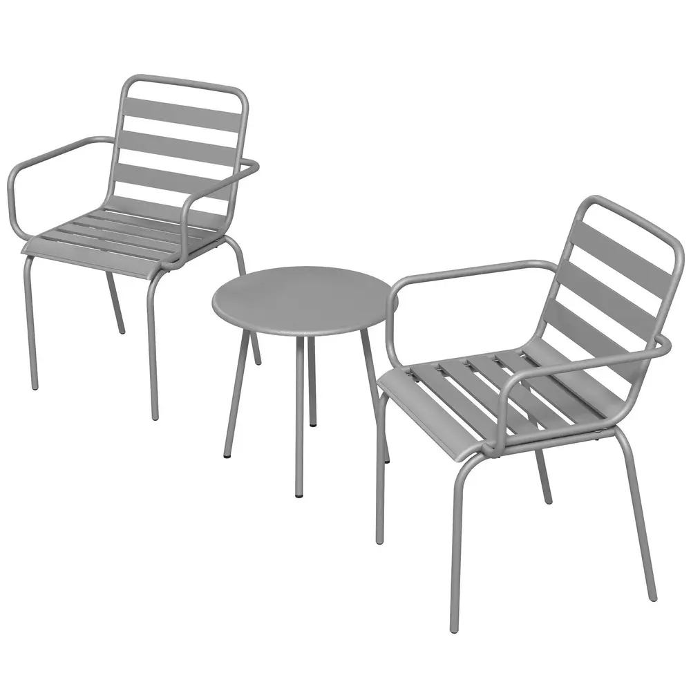 Bistroset Trädgårdsmöbelset Ljusgrå av Stål 3 Delar 1