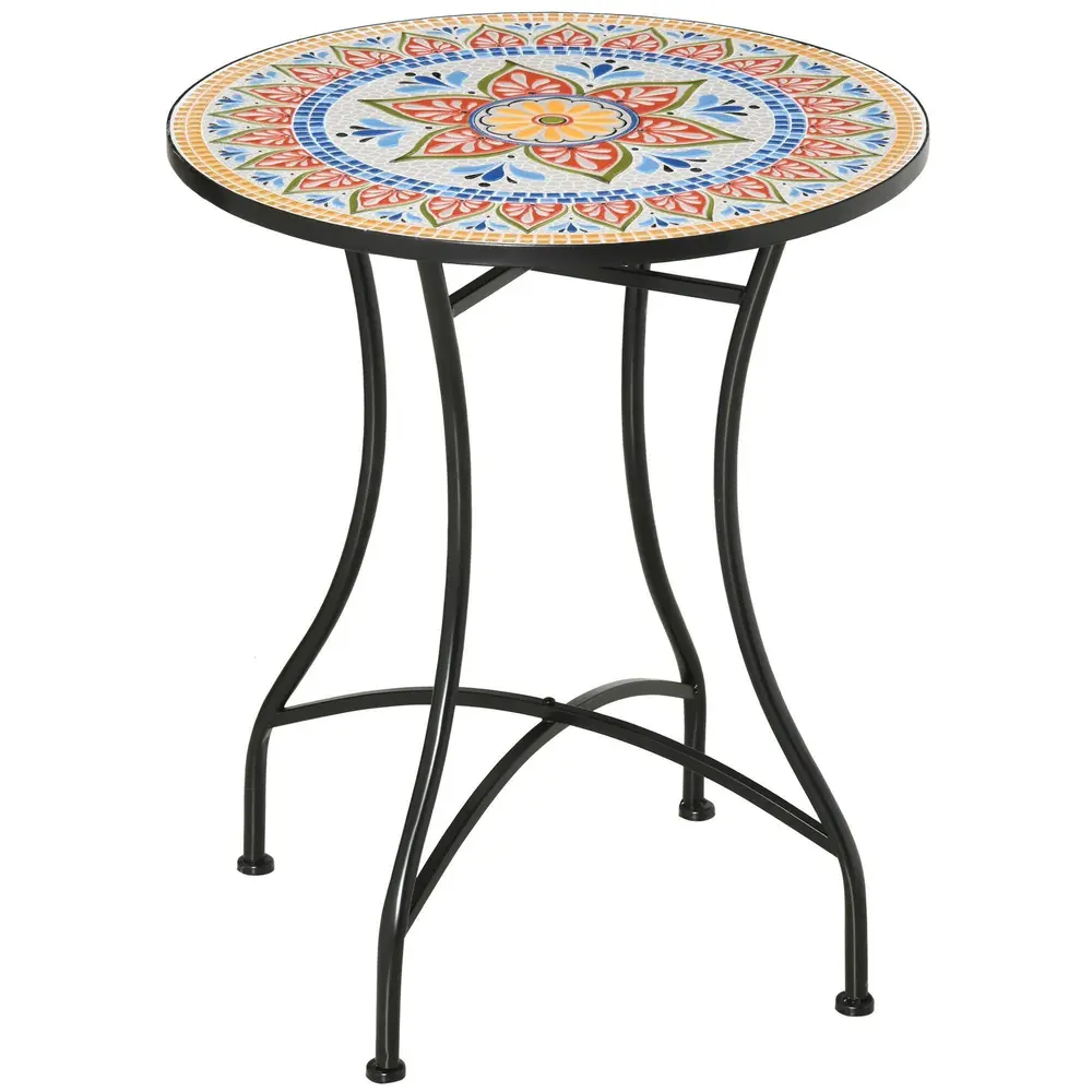 Mosaikbord Runt Bistrobord med Keramikplatta 60 Cm