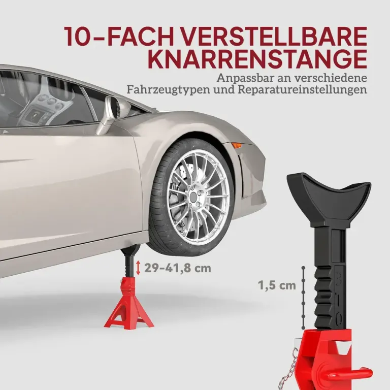 Pallbockar 2-Pack 3 Ton med Justerbar Höjd, Röda Styck
