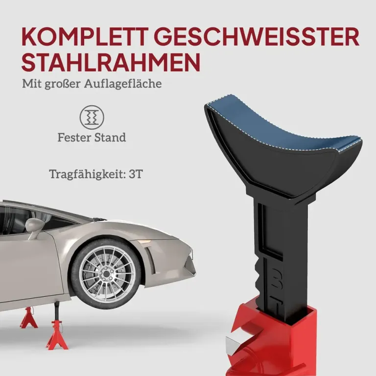 Pallbockar 2-Pack 3 Ton med Justerbar Höjd, Röda Styck