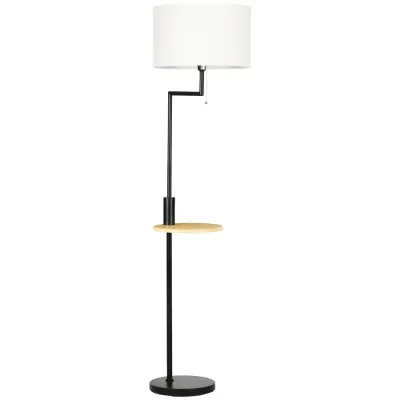 Golvlampa i Bambu med Hylla Natur/Svart 40 x 40 x 170 cm